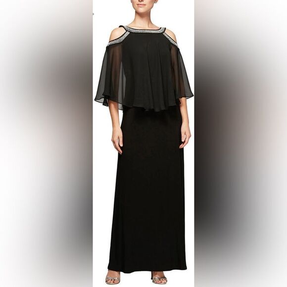 Alex Evenings Cold Shoulder Beaded Neckline Mother of Bride/Groom Gown Sz.10~NWT - Picture 9 of 9